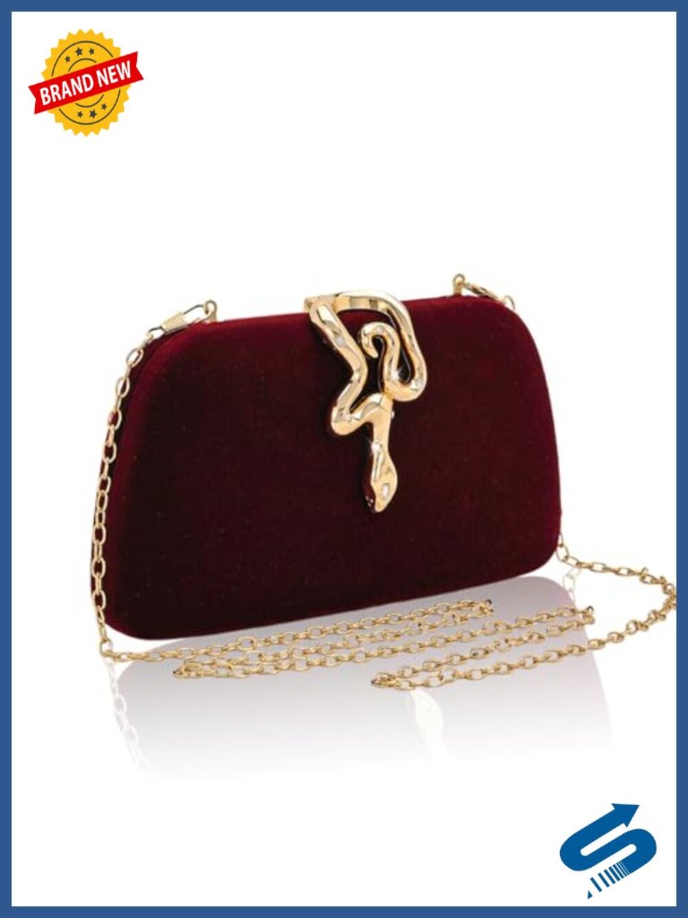 Velvet Evening Clutch Purse Formal Small Snake Lock Detachable Chain